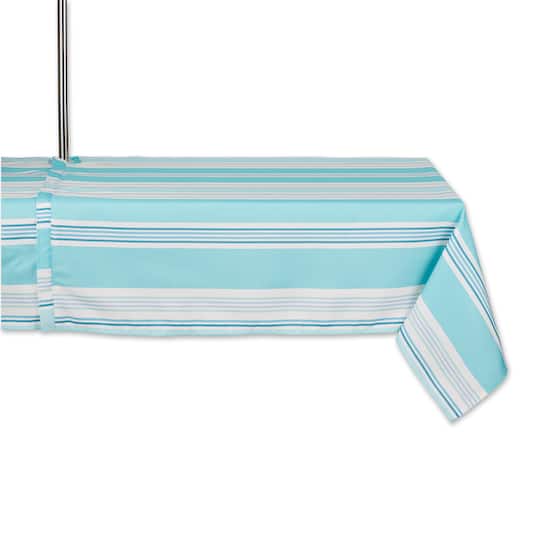 Beach House Stripe Print Outdoor Tablecloth With Zipper 60" x 84"